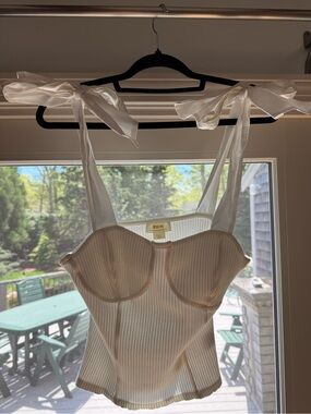 NWT Anthropologie Ribbed Tie-Shoulder Top 🤍 Sz small